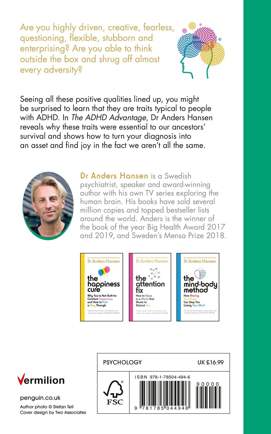 Rückseite: 9781785044946 | The ADHD Advantage | Anders Hansen | Taschenbuch | Vermilion | 224 S.