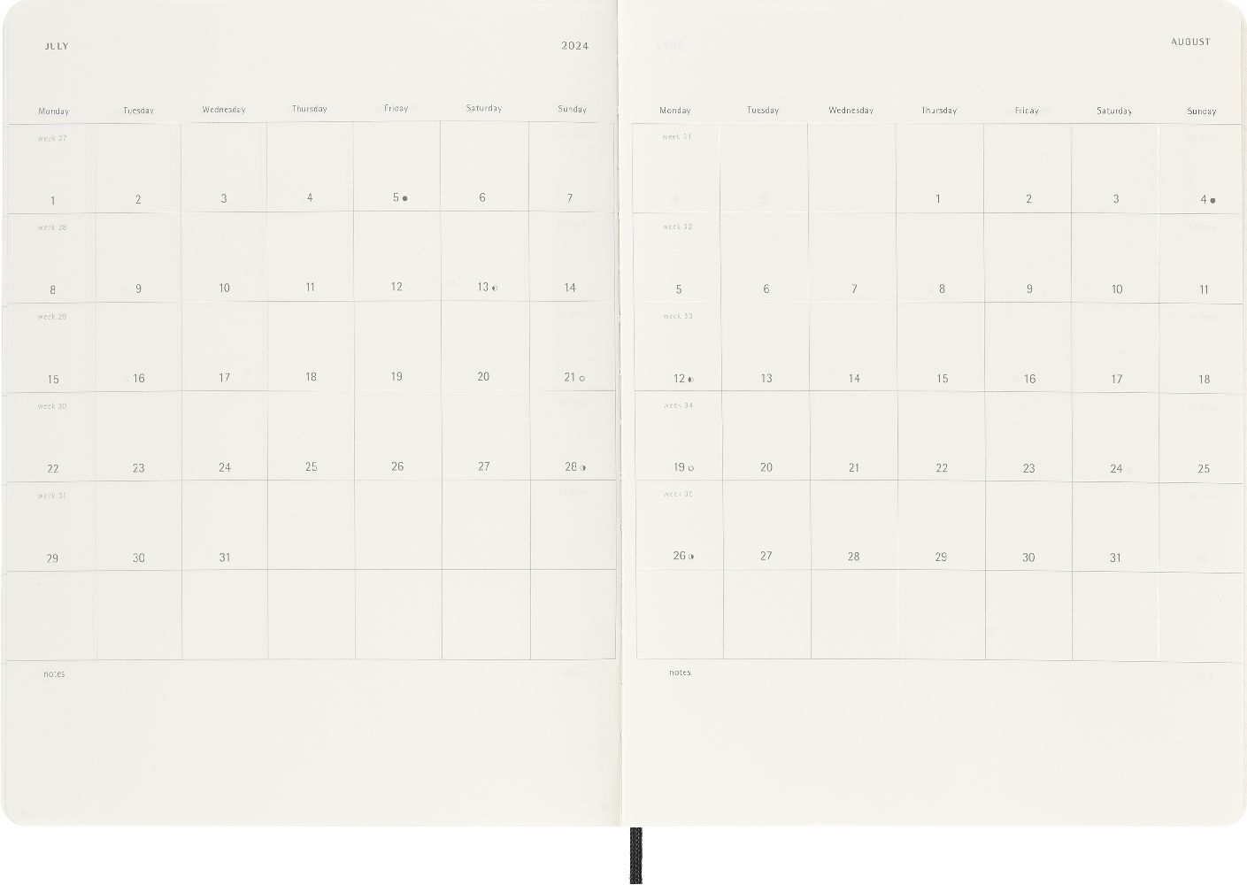 Bild: 8056598857030 | Moleskine 18 Monate Wochen Notizkalender 2023/2024, XL 19X25, Schwarz