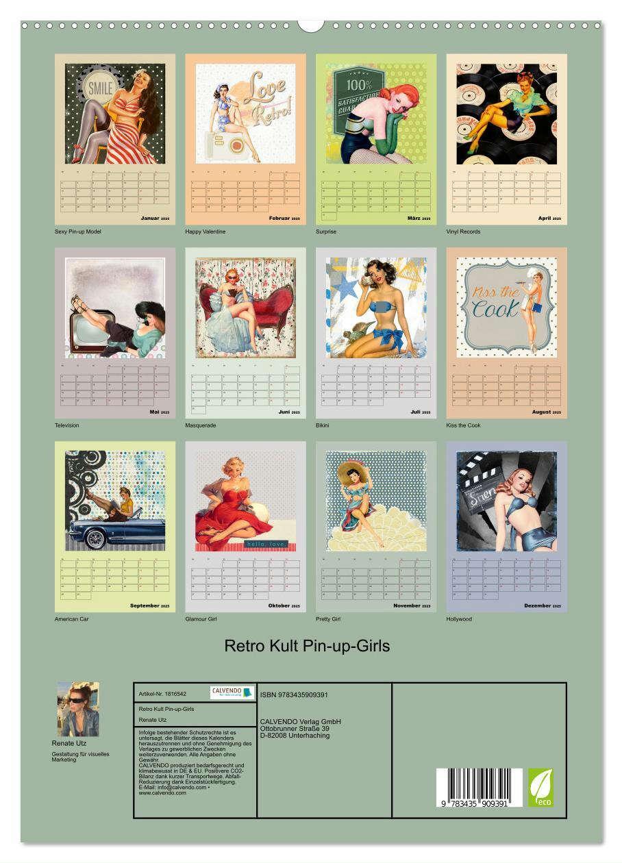 Bild: 9783435909391 | Retro Kult Pin-up-Girls (Wandkalender 2025 DIN A2 hoch), CALVENDO...