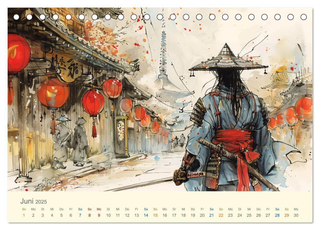 Bild: 9783457129951 | Samurai - whimsical inked style (Tischkalender 2025 DIN A5 quer),...