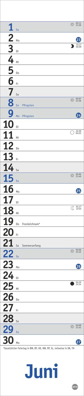 Bild: 9783756406357 | Langplaner mini, blau 2025 | Kalender | Bürokalender Heye | 13 S.