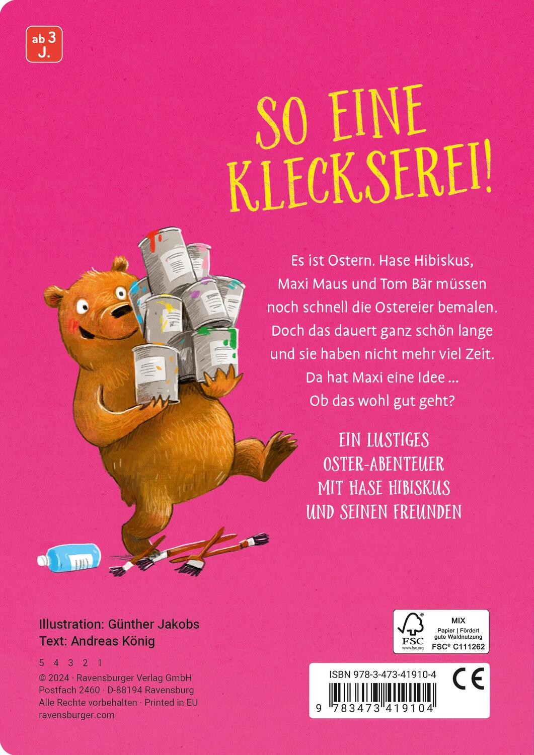 Rückseite: 9783473419104 | Hase Hibiskus: Die Oster-Kleckserei | Andreas König | Buch | 26 S.