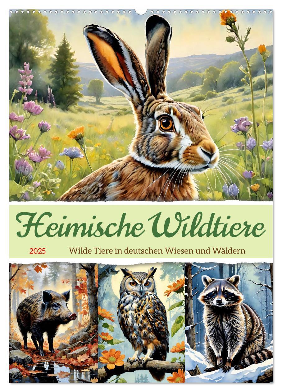 Cover: 9783383829932 | Heimische Wildtiere 2025 (Wandkalender 2025 DIN A2 hoch), CALVENDO...