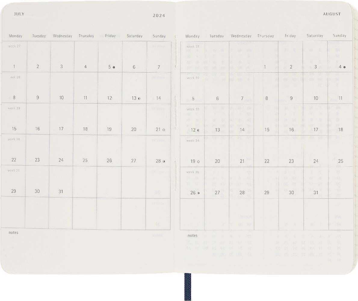 Bild: 8056598856712 | Moleskine 12 Monate Wochen Notizkalender 2024, Pocket/A6, Saphir