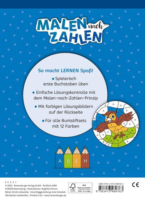 Bild: 9783473489763 | Malen nach Zahlen, Vorschule: Erste Buchstaben | Kirstin Jebautzke