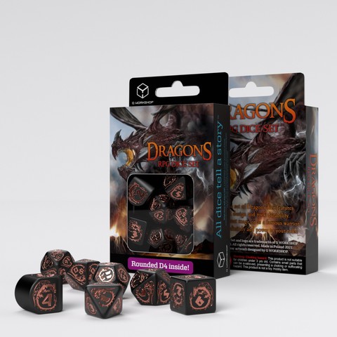 Cover: 5907699496280 | Dragons Modern Dice Set: Obsidian | Q-workshop | EAN 5907699496280