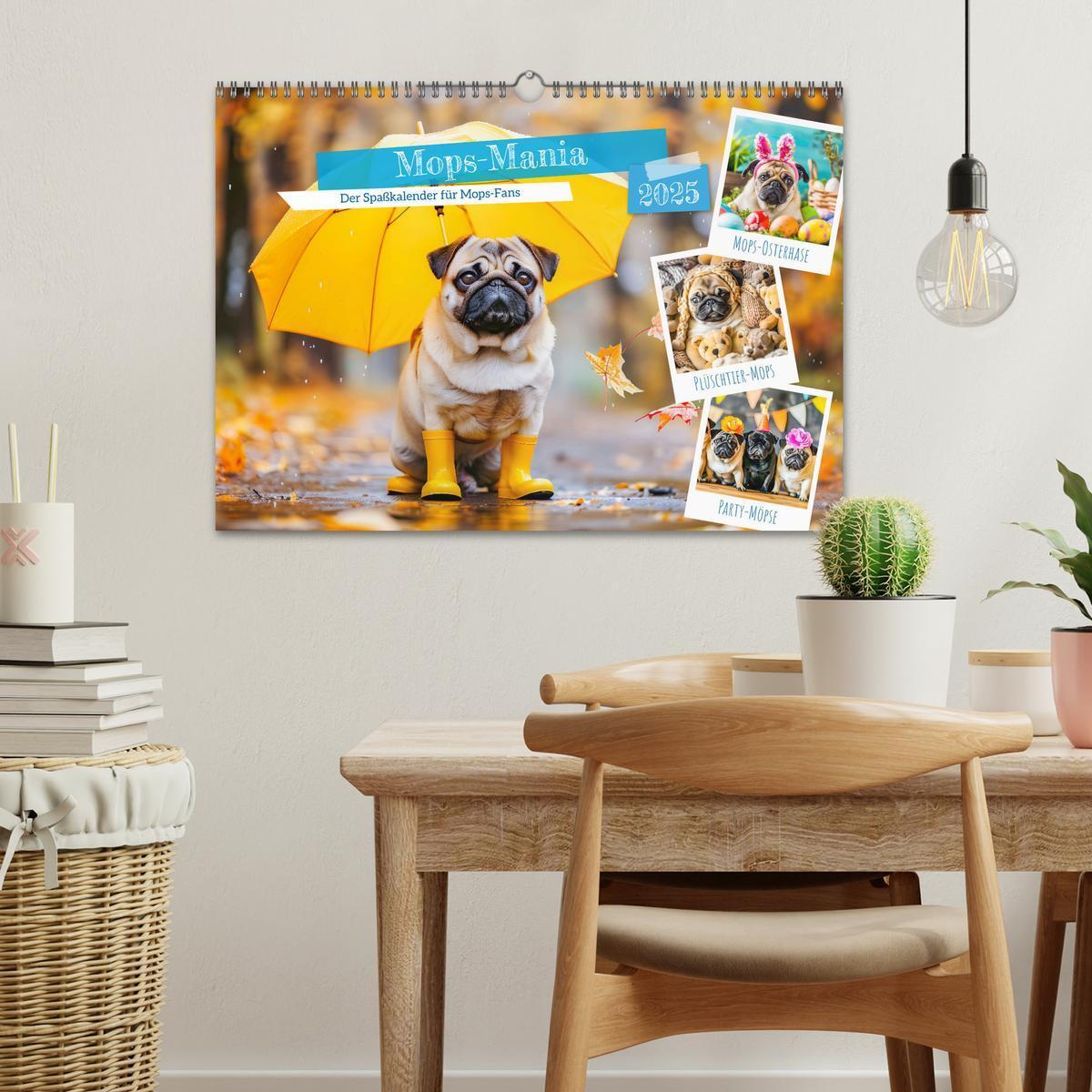 Bild: 9783457171370 | Mops-Mania - Der Spaßkalender für Mops-Fans (Wandkalender 2025 DIN...