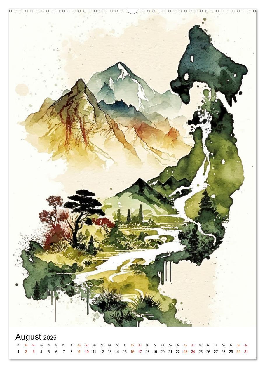 Bild: 9783435879342 | China - Aquarellmalerei (Wandkalender 2025 DIN A2 hoch), CALVENDO...