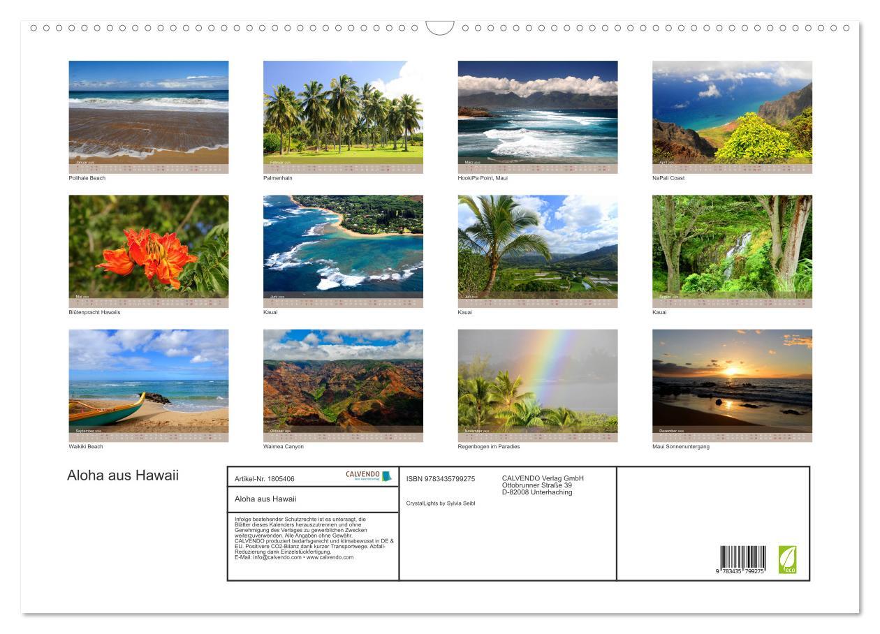 Bild: 9783435799275 | Aloha aus Hawaii (Wandkalender 2025 DIN A2 quer), CALVENDO...