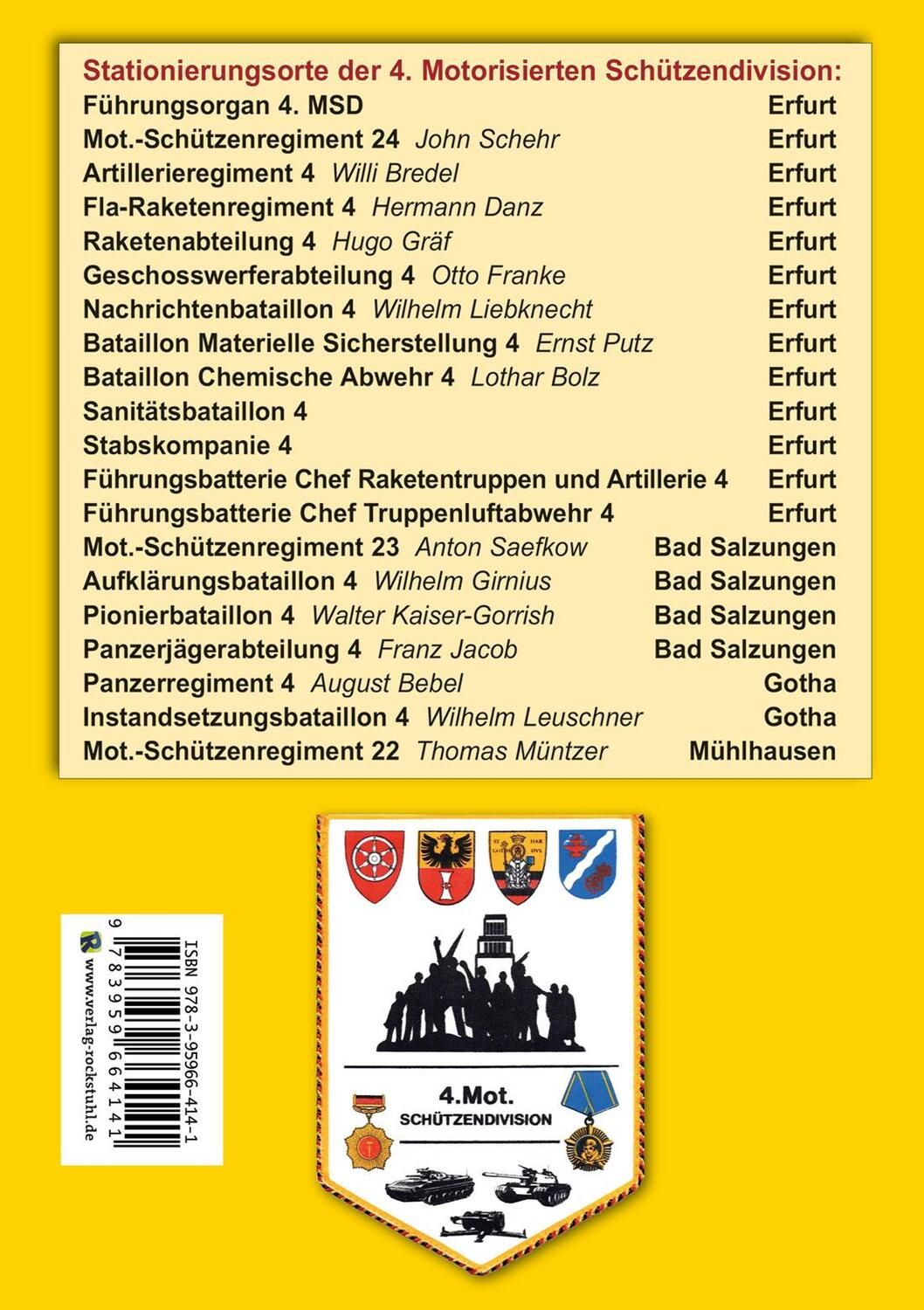 Rückseite: 9783959664141 | Die Geschichte der 4. Motorisierten Schützendivision der Nationalen...