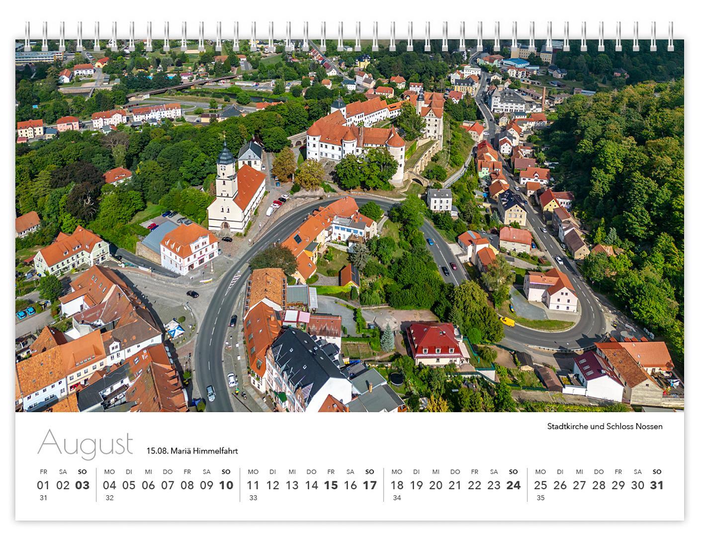 Bild: 9783910680821 | Kalender Sachsen von oben kompakt 2025 | 21 x 15 cm weißes Kalendarium