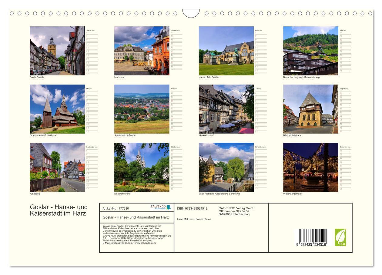 Bild: 9783435524518 | Goslar - Hanse- und Kaiserstadt im Harz (Wandkalender 2025 DIN A3...