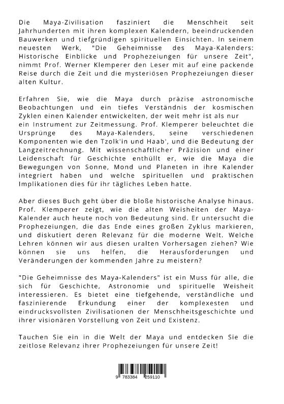 Rückseite: 9783384259110 | Die Geheimnisse des Maya-Kalenders | Werner Klemperer | Taschenbuch