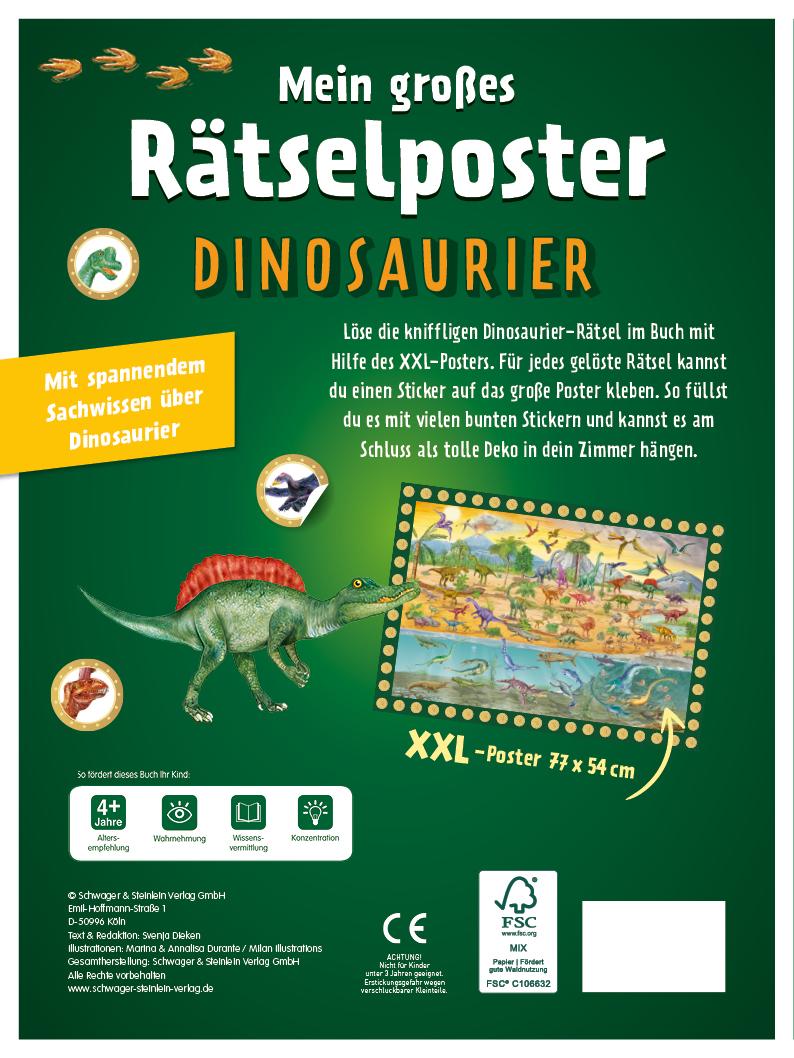 Rückseite: 9783849945497 | Mein großes Rätselposter Dinosaurier | Verlag (u. a.) | Taschenbuch