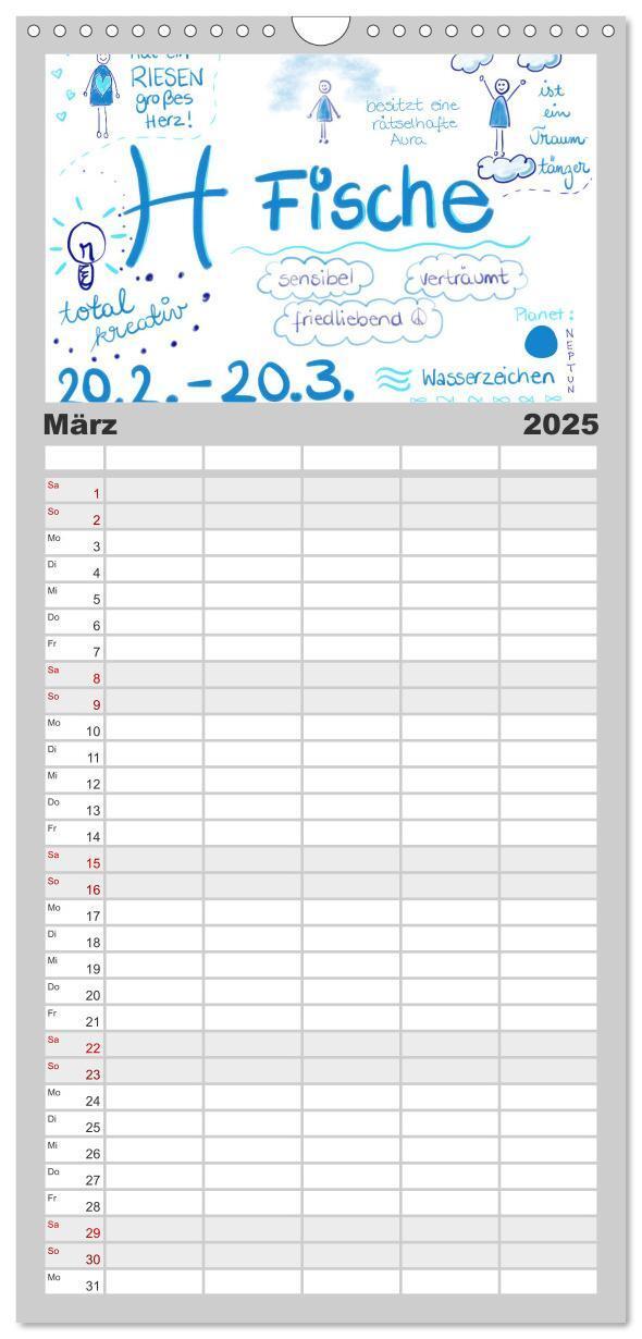 Bild: 9783457116074 | Familienplaner 2025 - Sternzeichen-Kalender mit 5 Spalten...