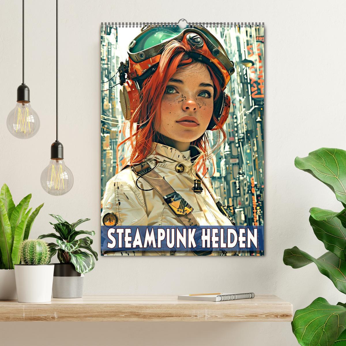 Bild: 9783383808302 | Steampunk Helden (Wandkalender 2025 DIN A2 hoch), CALVENDO...