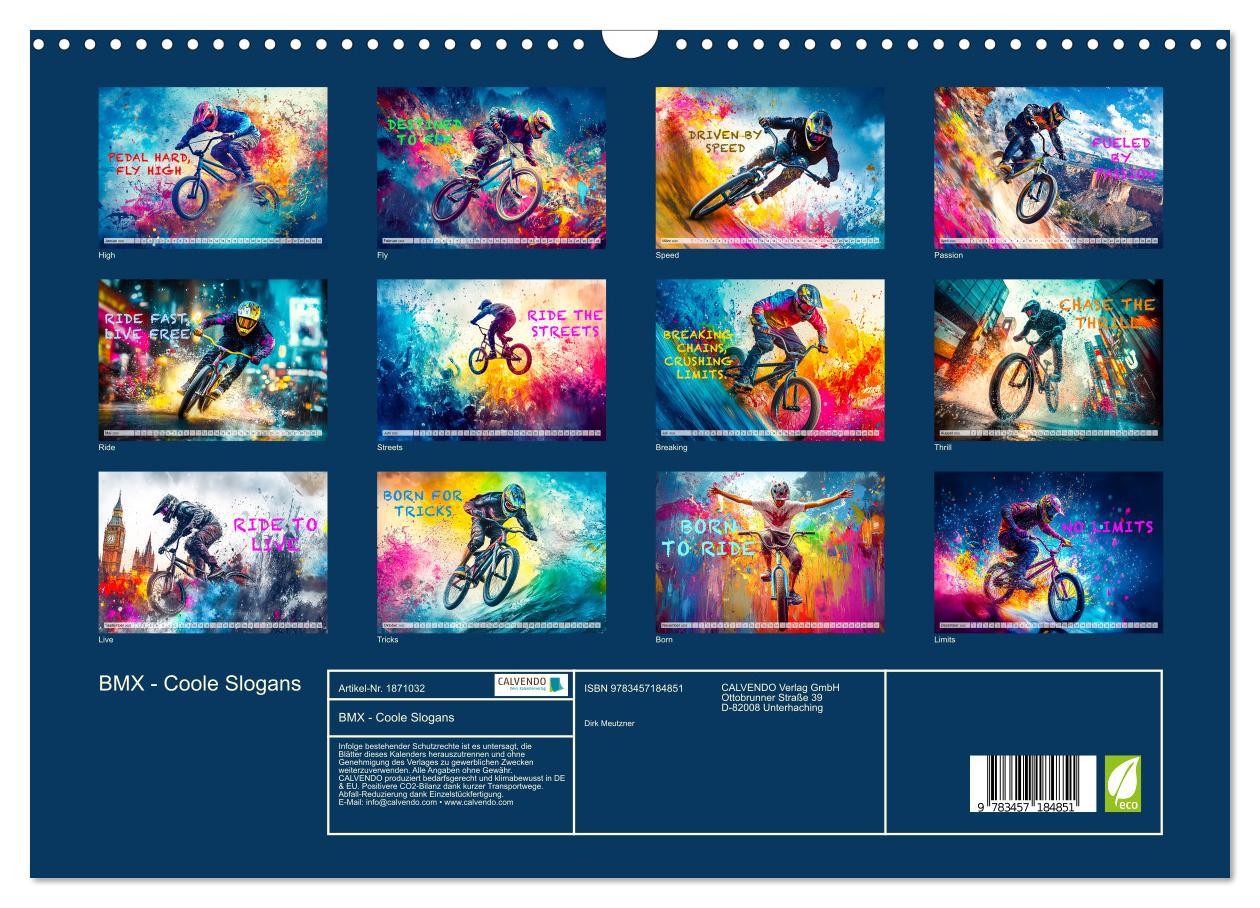 Bild: 9783457184851 | BMX - Coole Slogans (Wandkalender 2025 DIN A3 quer), CALVENDO...