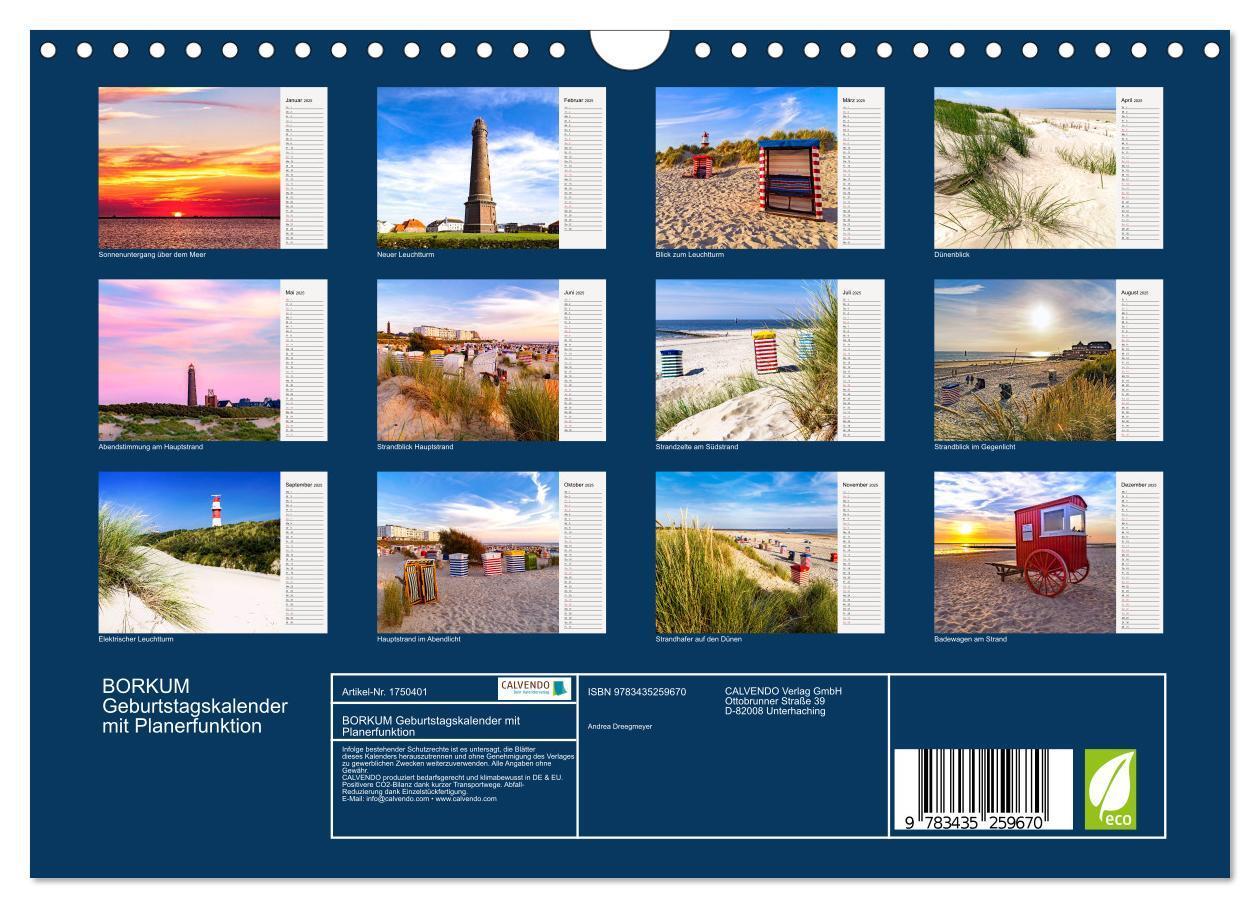 Bild: 9783435259670 | BORKUM Geburtstagskalender mit Planerfunktion (Wandkalender 2025...