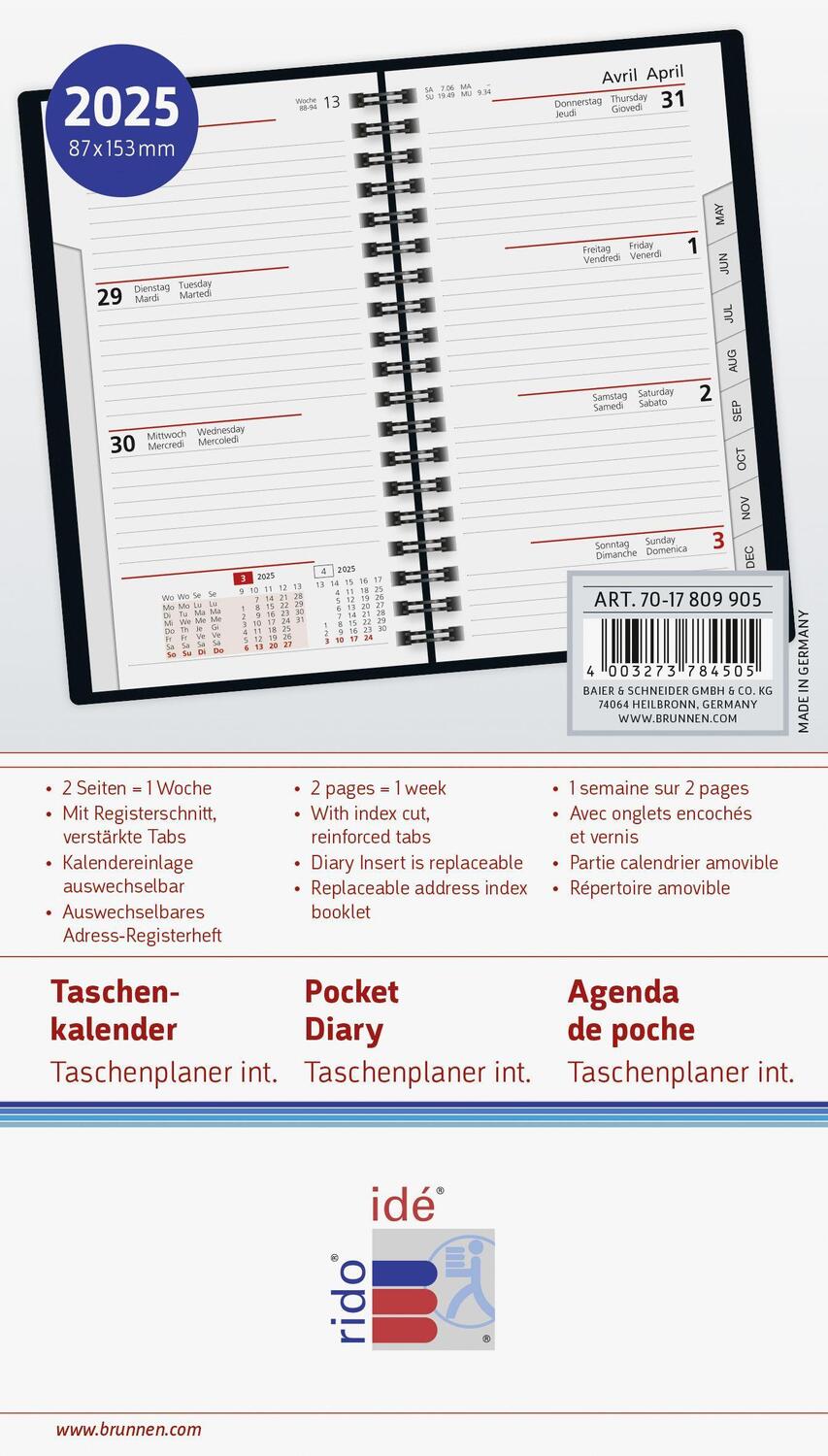 Bild: 4003273784505 | rido/idé 7017809905 Taschenkalender Modell Taschenplaner int....