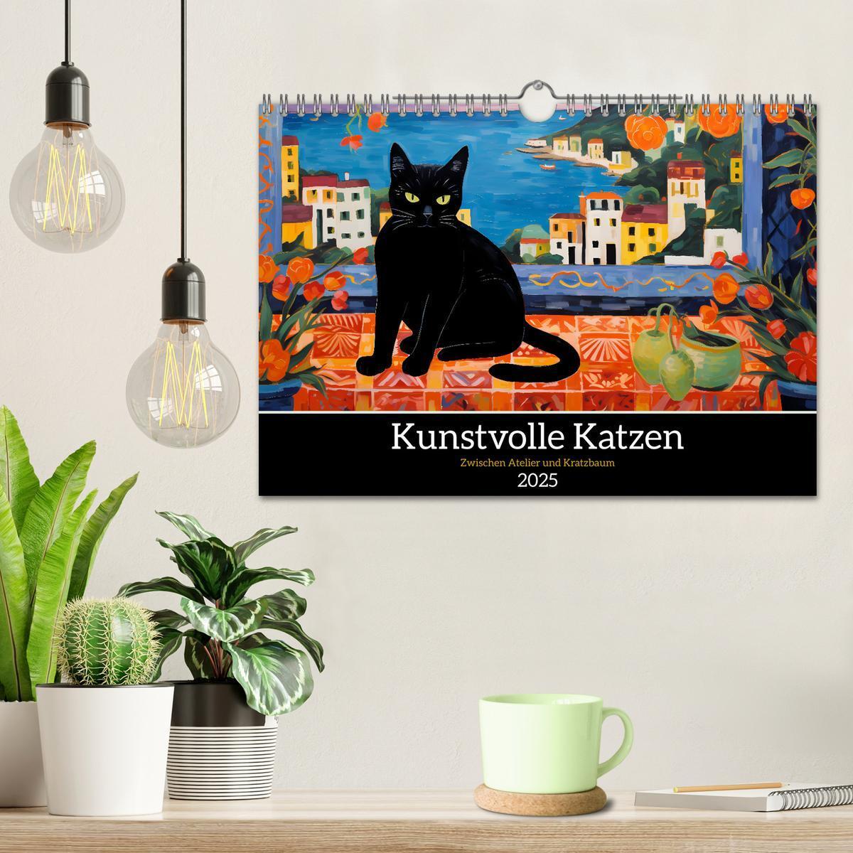 Bild: 9783383845307 | Kunstvolle Katzen (Wandkalender 2025 DIN A4 quer), CALVENDO...