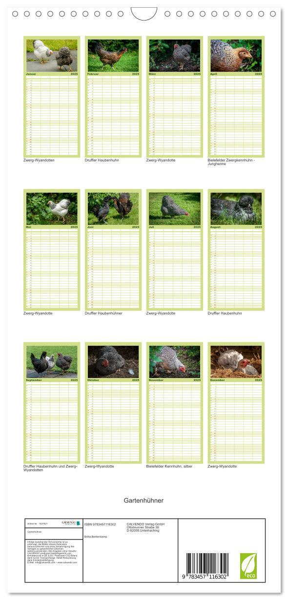 Bild: 9783457116302 | Familienplaner 2025 - Gartenhühner mit 5 Spalten (Wandkalender, 21...