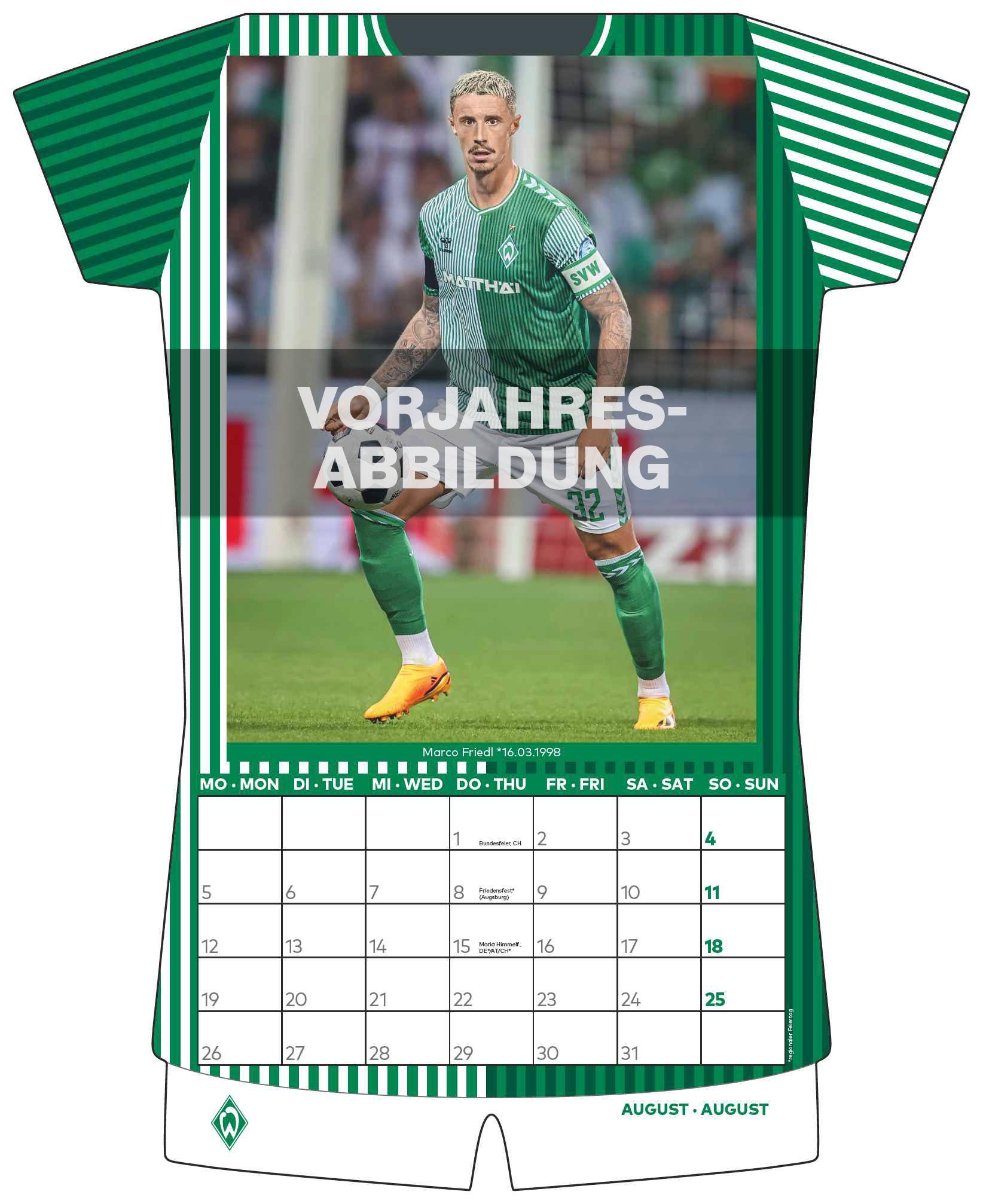 Bild: 4002725994509 | Werder Bremen 2025 - Trikotkalender - Fan-Kalender -...