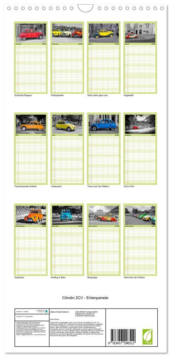 Bild: 9783457096512 | Familienplaner 2025 - Citroën 2CV - Entenparade mit 5 Spalten...