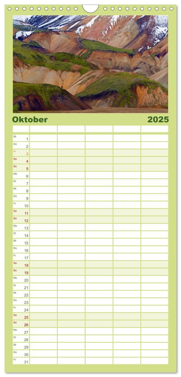 Bild: 9783457109380 | Familienplaner 2025 - Island mit 5 Spalten (Wandkalender, 21 x 45...