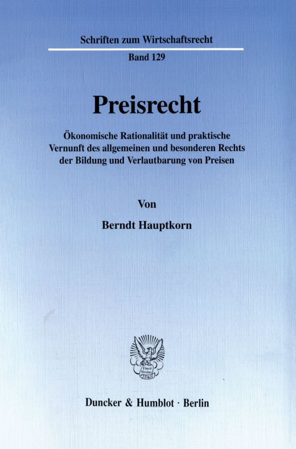 Cover: 9783428097111 | Preisrecht. | Berndt Hauptkorn | Taschenbuch | 426 S. | Deutsch | 2000