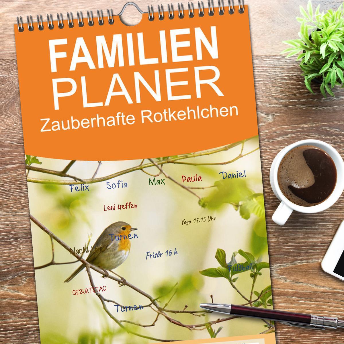 Bild: 9783457093085 | Familienplaner 2025 - Zauberhafte Rotkehlchen mit 5 Spalten...