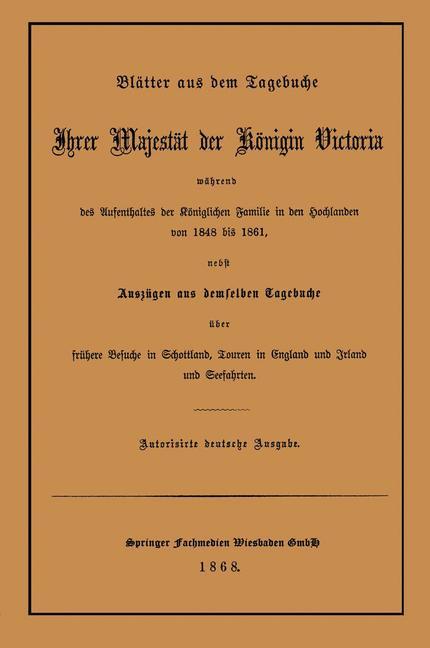 Cover: 9783663198598 | Blätter aus dem Tagebuche Ihrer Majestät der Königin Victoria...