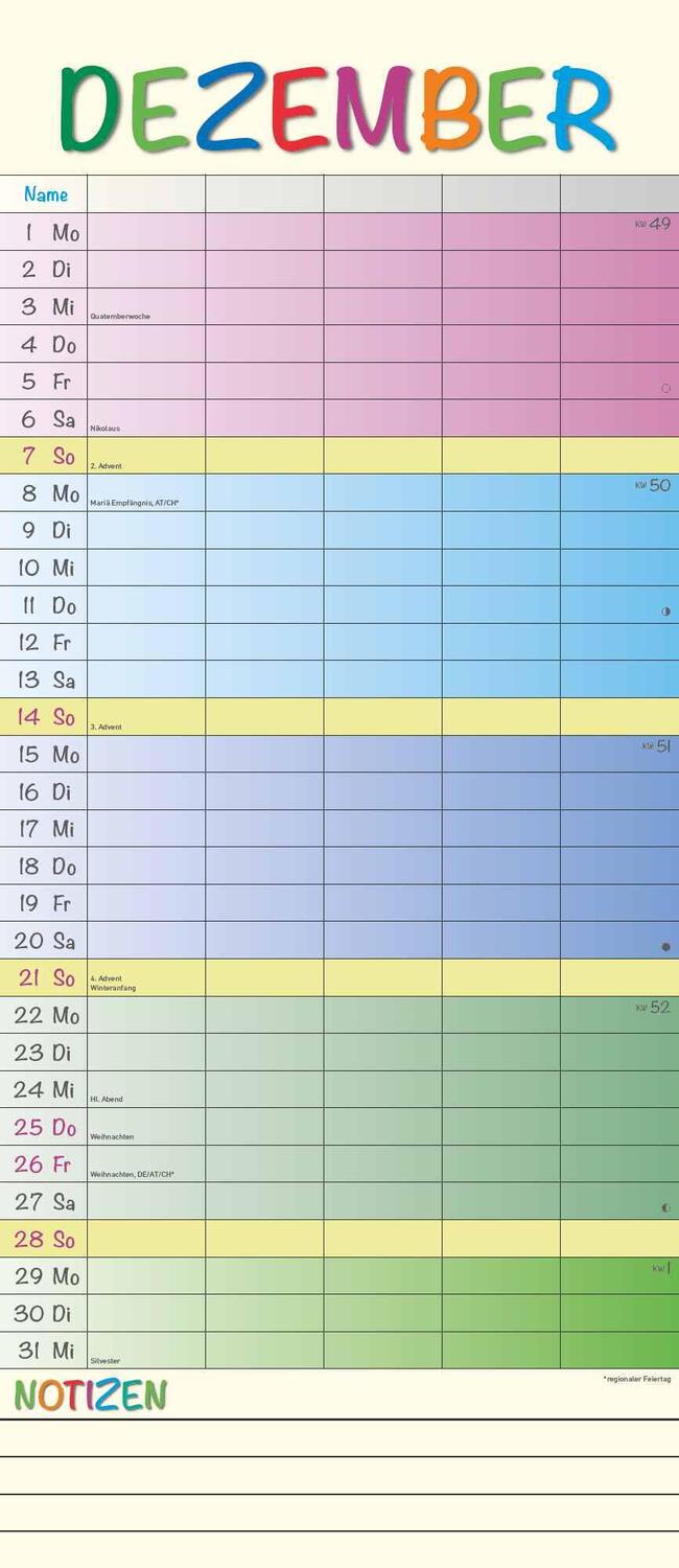 Bild: 4251732341367 | Regenbogen 2025 Familienplaner - Terminkalender - Familienkalender...
