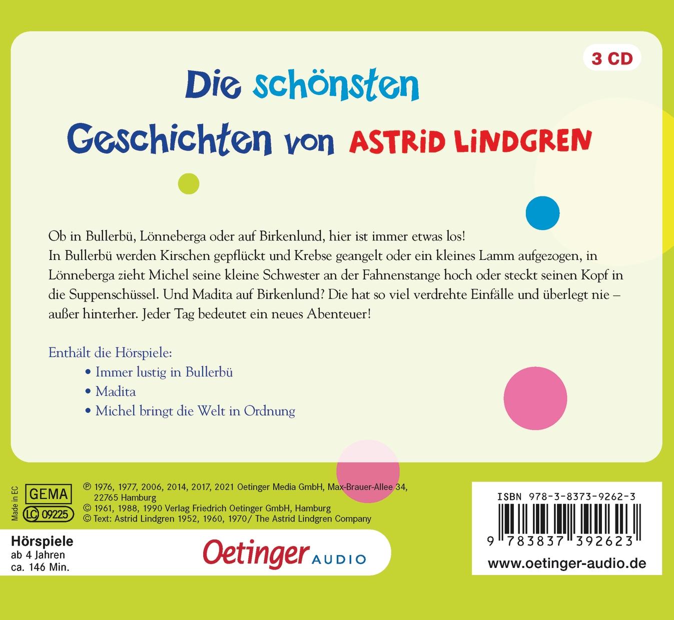 Rückseite: 9783837392623 | Die schönsten Geschichten von Astrid Lindgren | Astrid Lindgren | CD