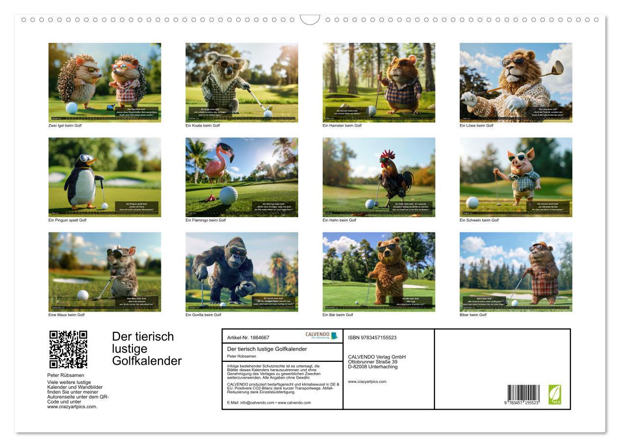 Bild: 9783457155523 | Der tierisch lustige Golfkalender (Wandkalender 2025 DIN A2 quer),...