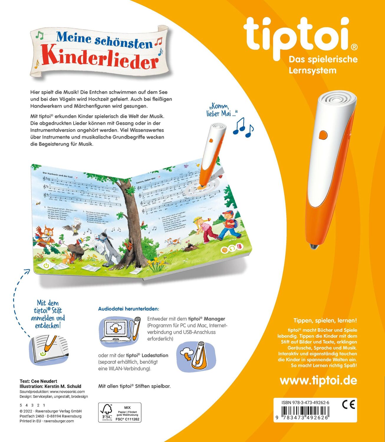 Rückseite: 9783473492626 | tiptoi® Meine schönsten Kinderlieder | Cee Neudert | Buch | tiptoi®