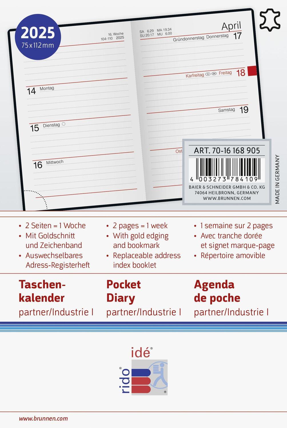 Bild: 4003273784109 | rido/idé 7016168905 Taschenkalender Modell partner/Industrie I...