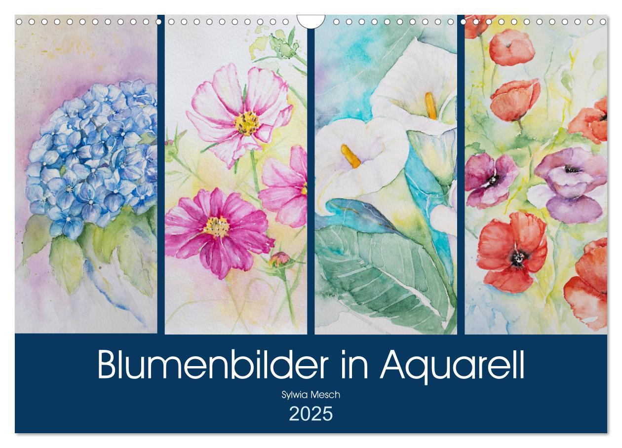 Cover: 9783435312368 | Blumenbilder in Aquarell (Wandkalender 2025 DIN A3 quer), CALVENDO...