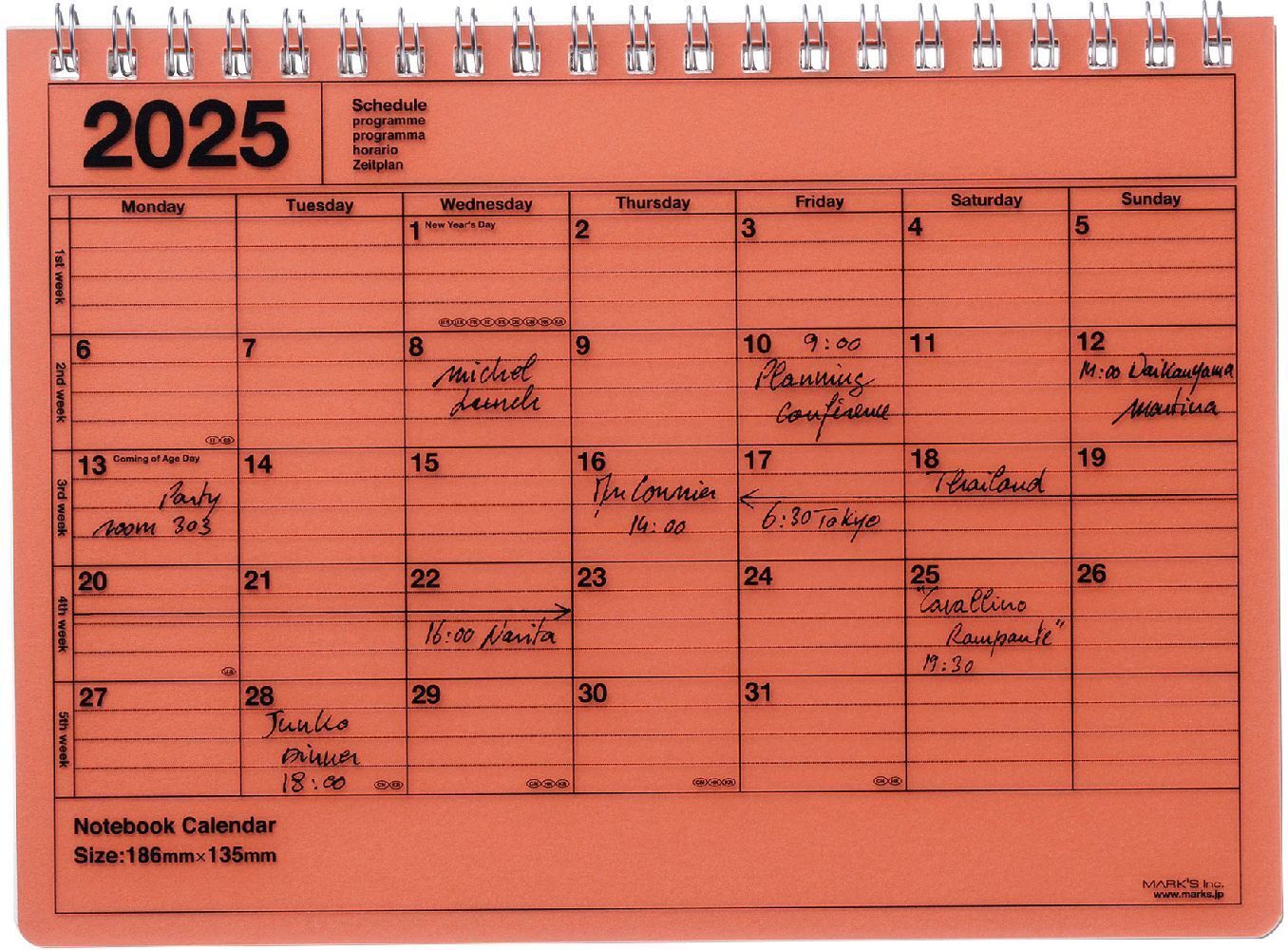 Cover: 4550045128345 | MARK'S 2025 Tischkalender S, Orange | Mark's Inc | Kalender | Englisch