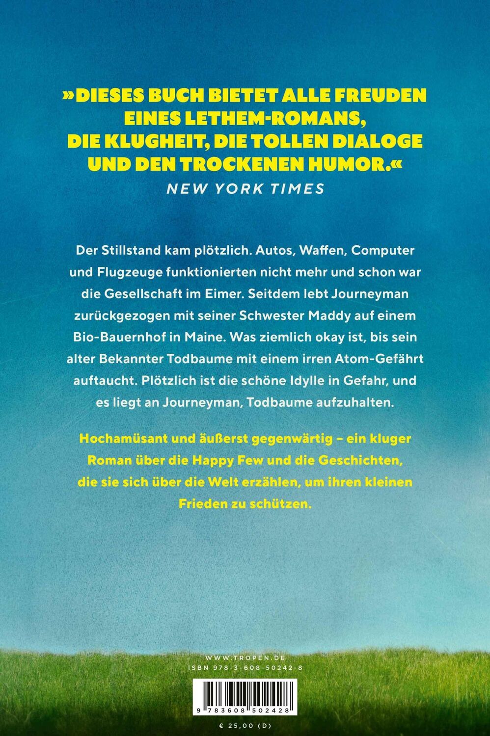 Rückseite: 9783608502428 | Der Stillstand | Roman | Jonathan Lethem | Buch | 328 S. | Deutsch