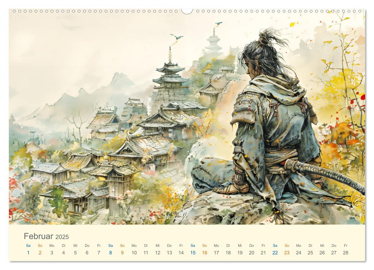 Bild: 9783457129920 | Samurai - whimsical inked style (Wandkalender 2025 DIN A2 quer),...