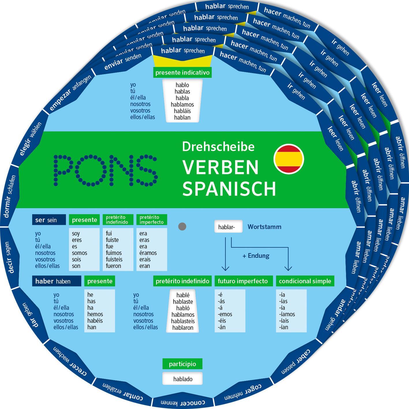 Cover: 9783125163805 | PONS Drehscheibe Verben Spanisch | Stück | 5 Bde/Tle | Deutsch | 2023