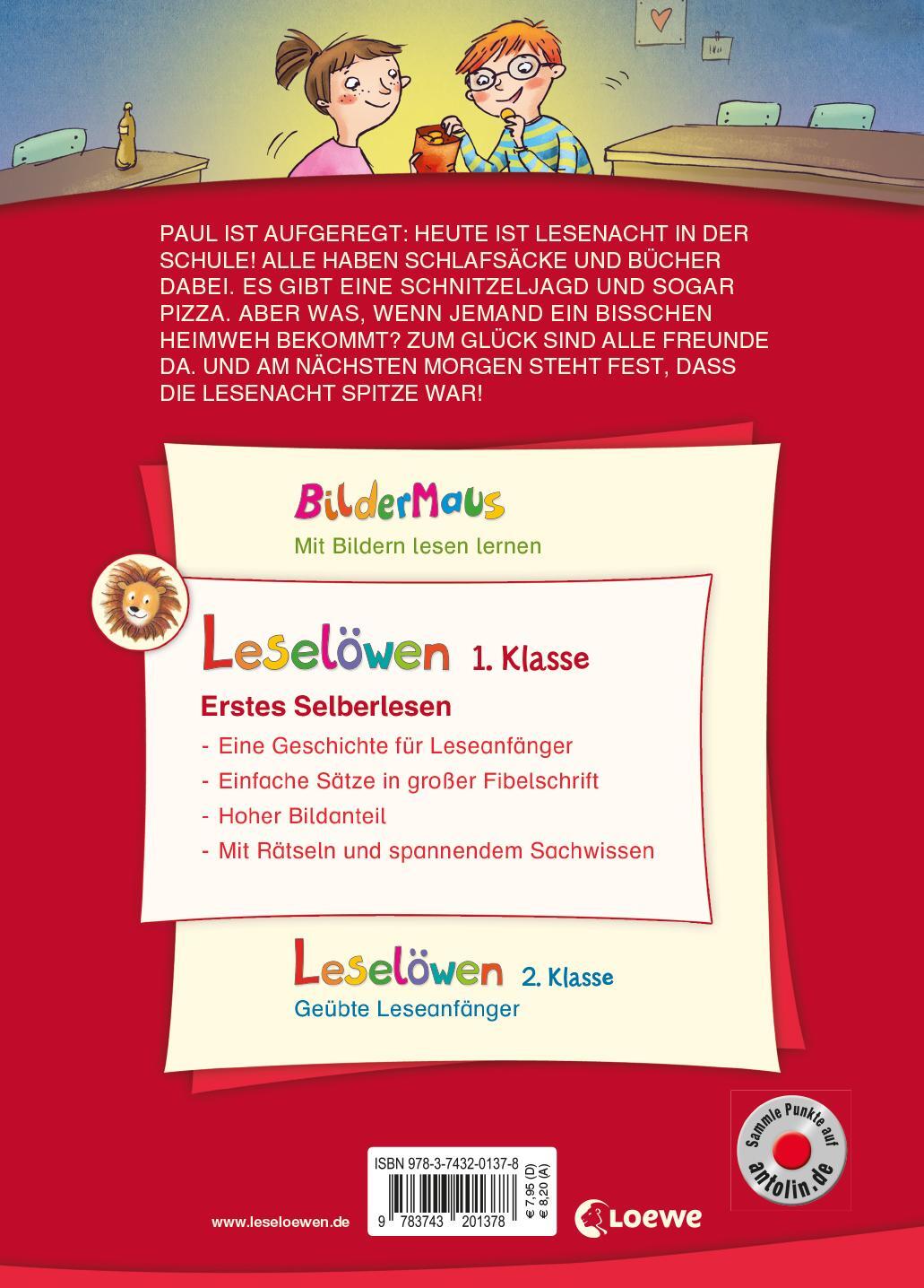 Rückseite: 9783743201378 | Leselöwen 1. Klasse - Lesenacht im Klassenzimmer | Anna Taube | Buch