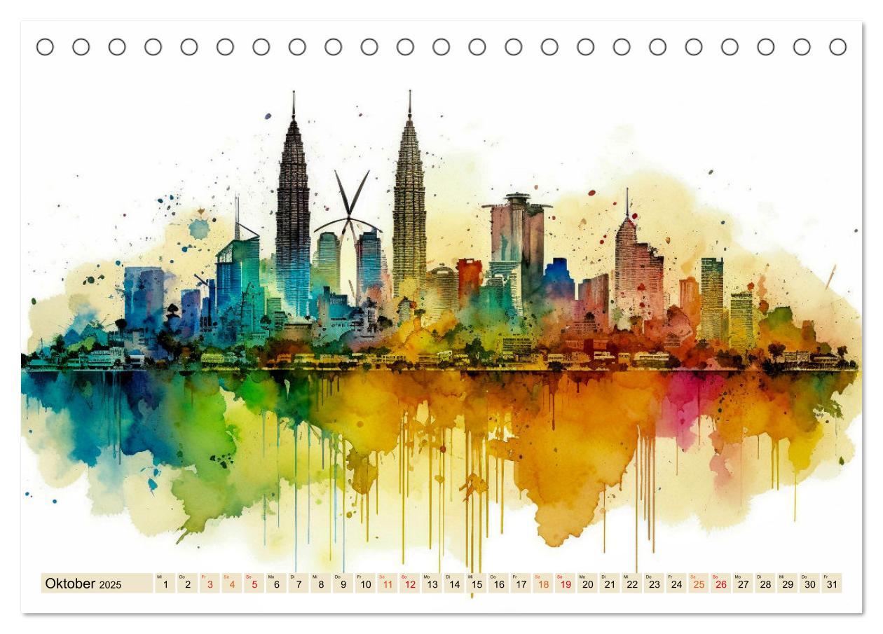 Bild: 9783383898310 | Skylines - bunte Städte (Tischkalender 2025 DIN A5 quer), CALVENDO...