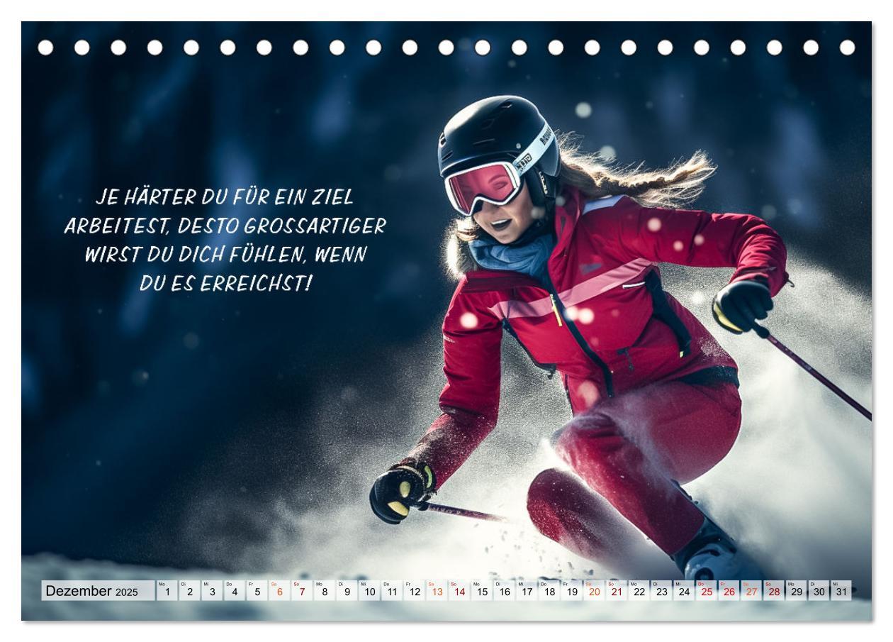 Bild: 9783383909009 | Motivation und Ski (Tischkalender 2025 DIN A5 quer), CALVENDO...