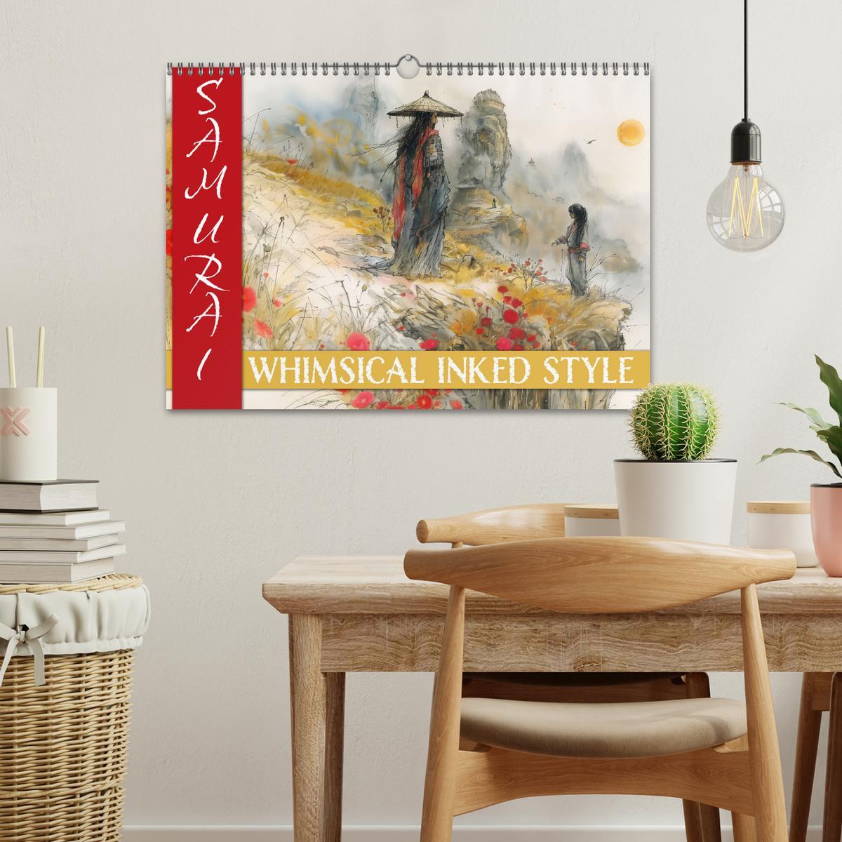 Bild: 9783457129913 | Samurai - whimsical inked style (Wandkalender 2025 DIN A3 quer),...