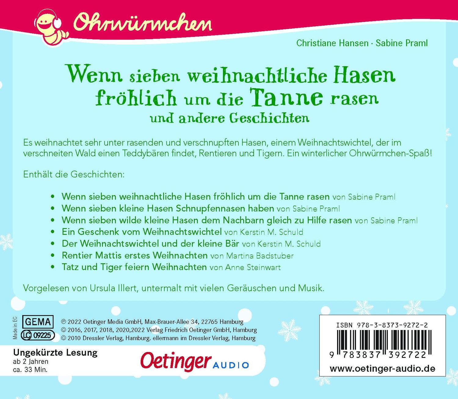 Rückseite: 9783837392722 | Wenn sieben weihnachtliche Hasen fröhlich um die Tannen rasen und...