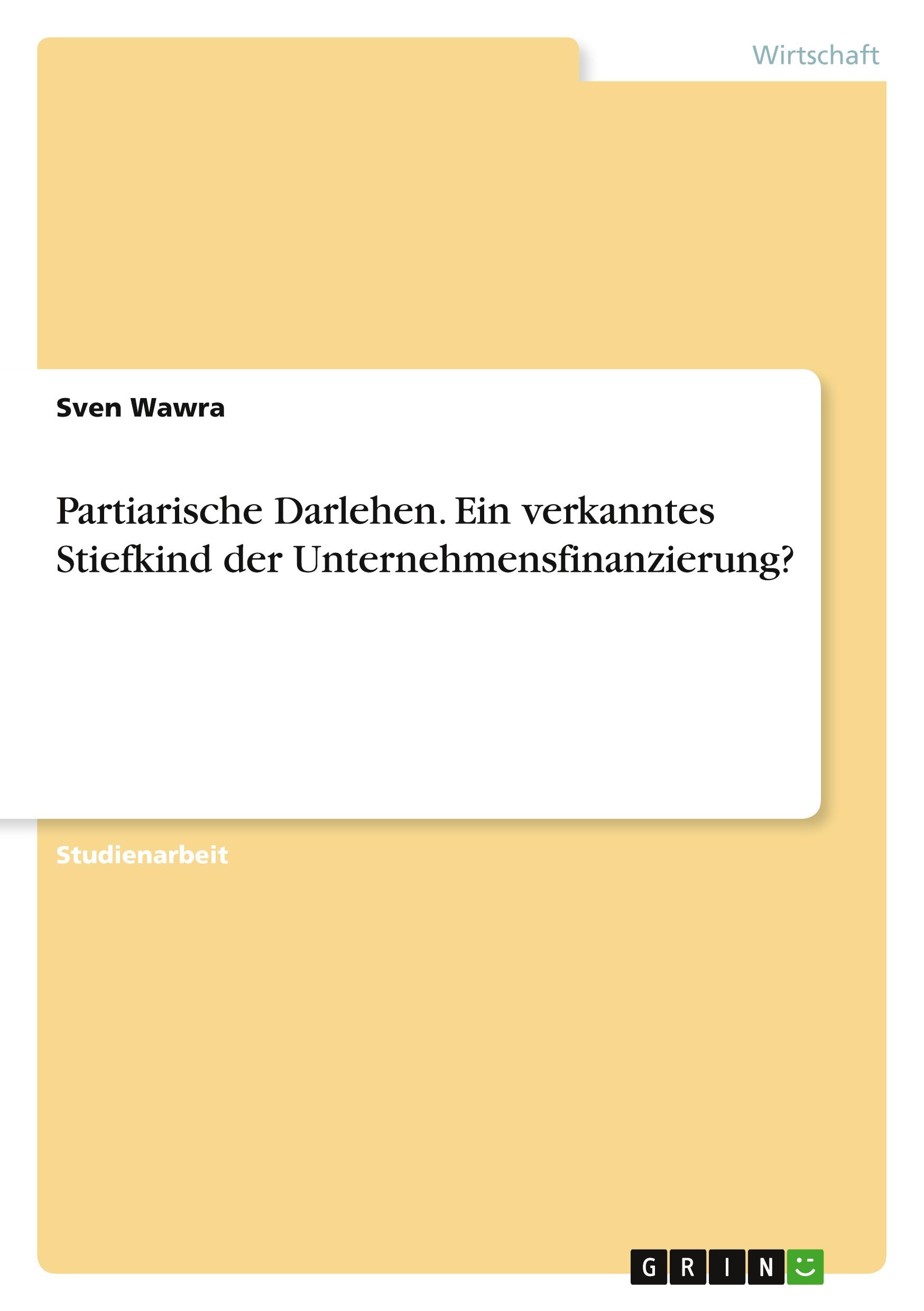 Cover: 9783668494145 | Partiarische Darlehen. Ein verkanntes Stiefkind der...