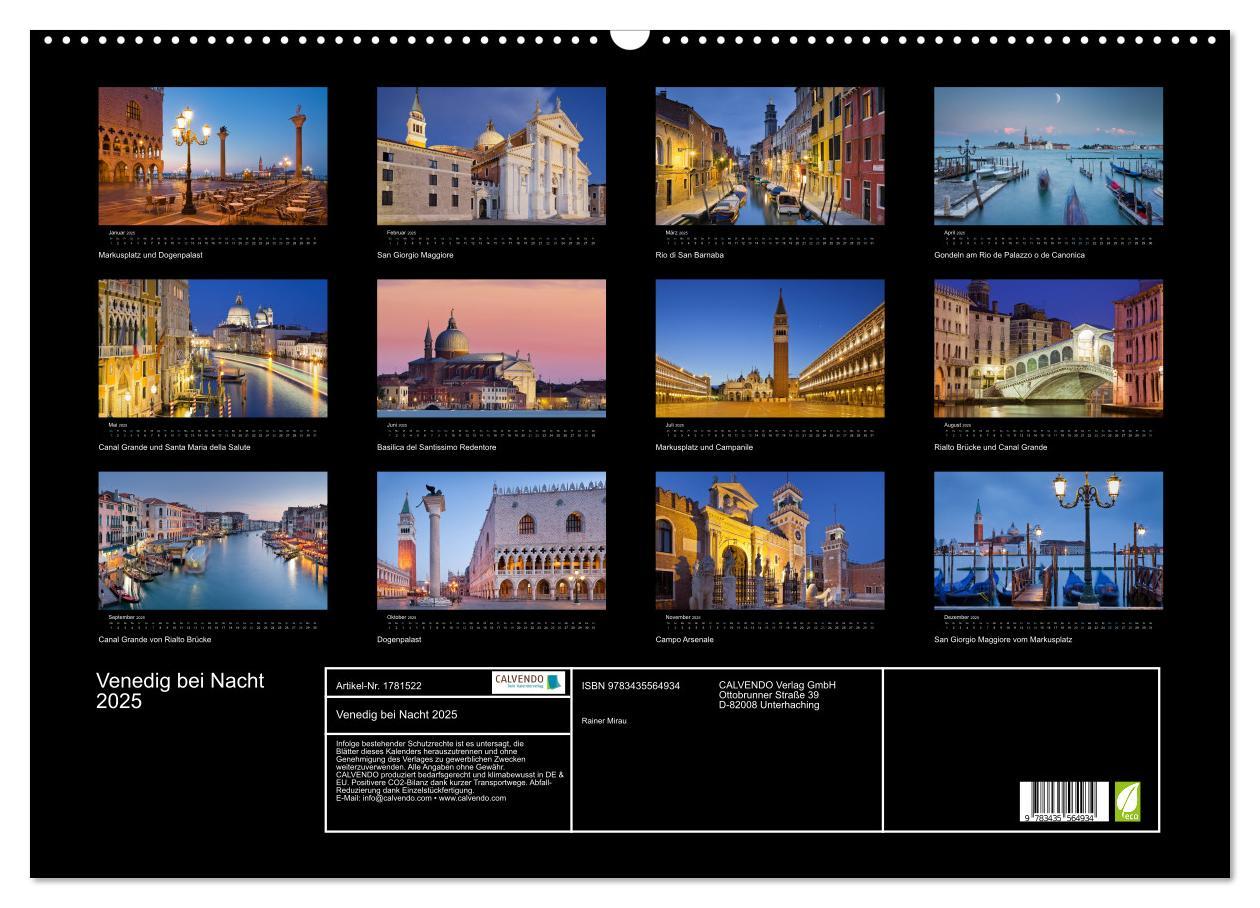 Bild: 9783435564934 | Venedig bei Nacht 2025 (Wandkalender 2025 DIN A2 quer), CALVENDO...