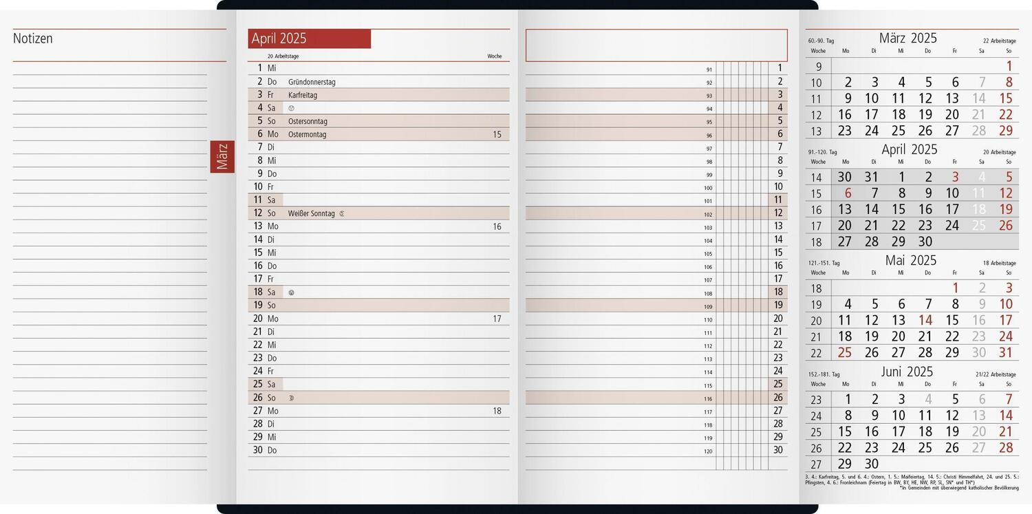 Bild: 4003273786271 | rido/idé 7040302295 Taschenkalender Modell TM 12 (2025) 2 Seiten =...