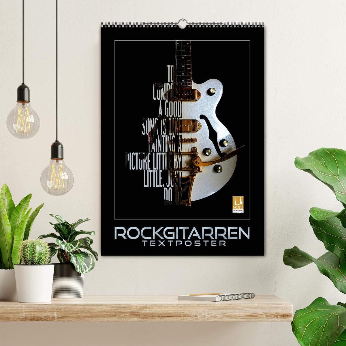 Bild: 9783435988051 | Rockgitarren Textposter (Wandkalender 2025 DIN A2 hoch), CALVENDO...